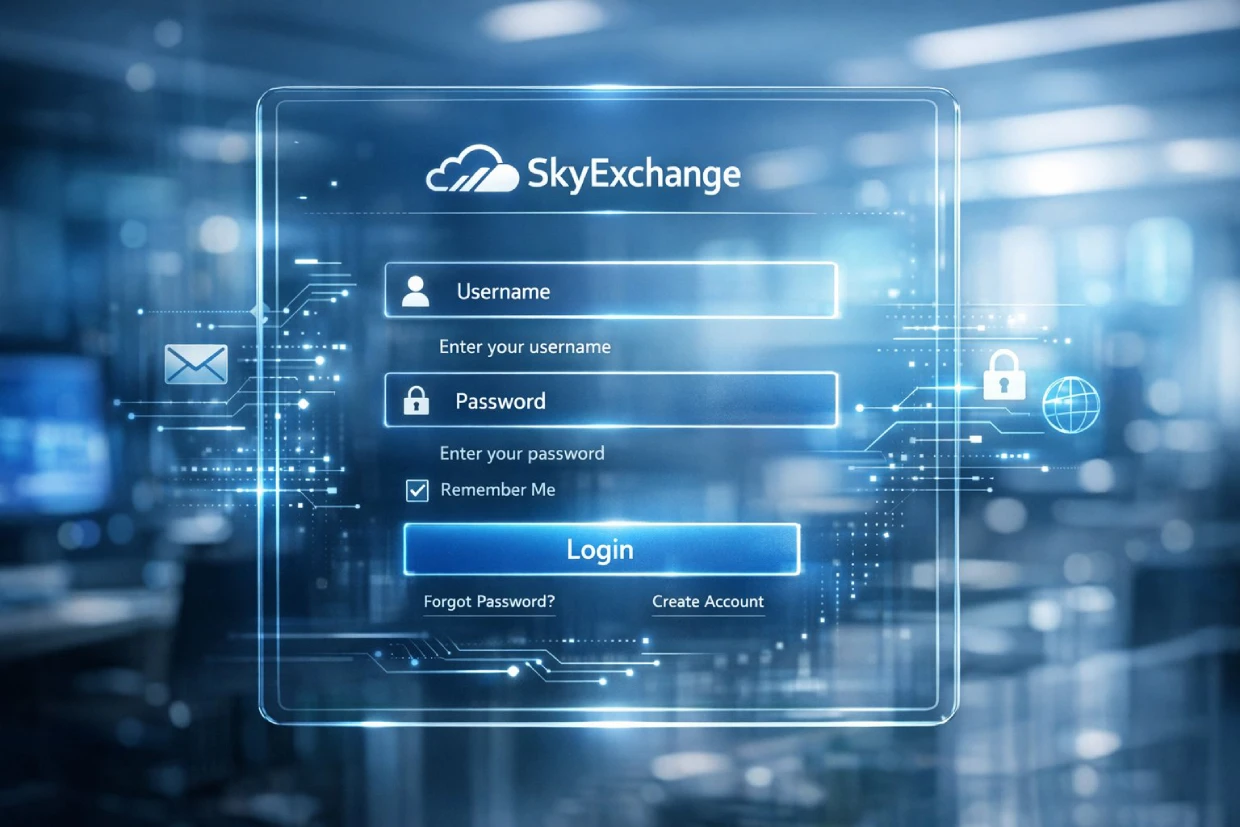 SkyExchange login screen preview